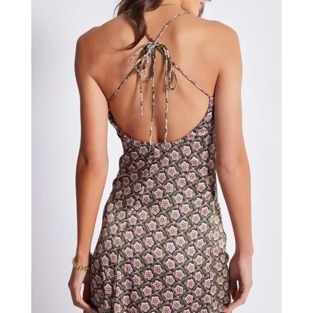 Bishop & Young S Small Adria Ruched Front Midi Pink Floral Dress Cottagecore